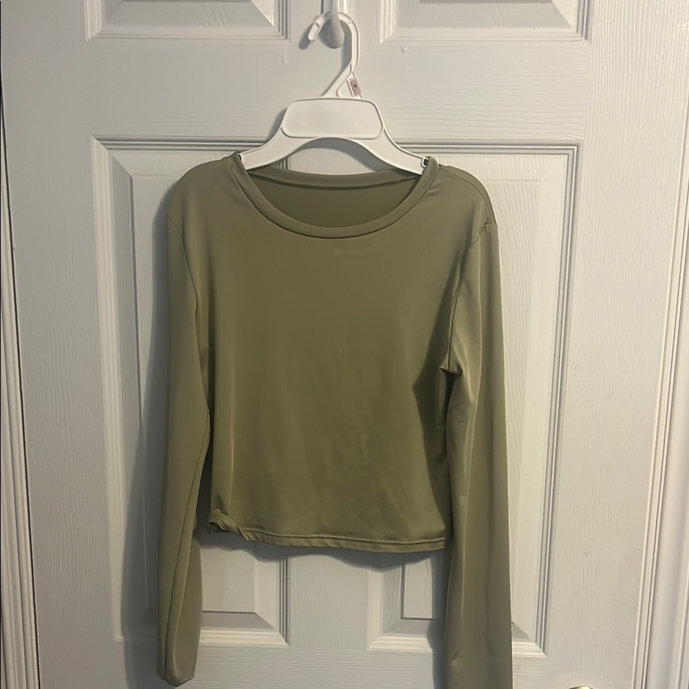 Olive Green Long Sleeve Women's Top